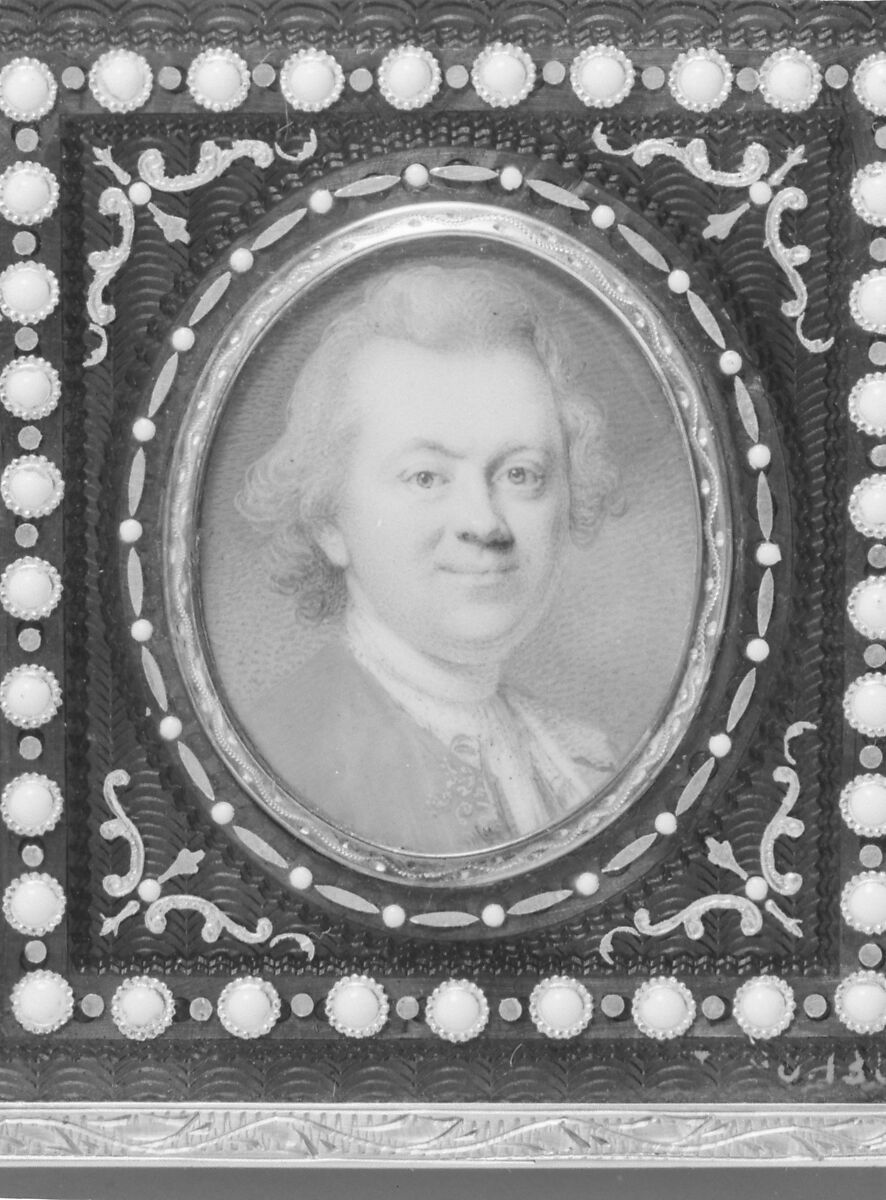 Souvenir with portrait of a man, Miniature attributed to Louis Marie Sicardi (French, Avignon 1743–1825 Paris), Gold, enamel, diamonds; ivory, possibly French