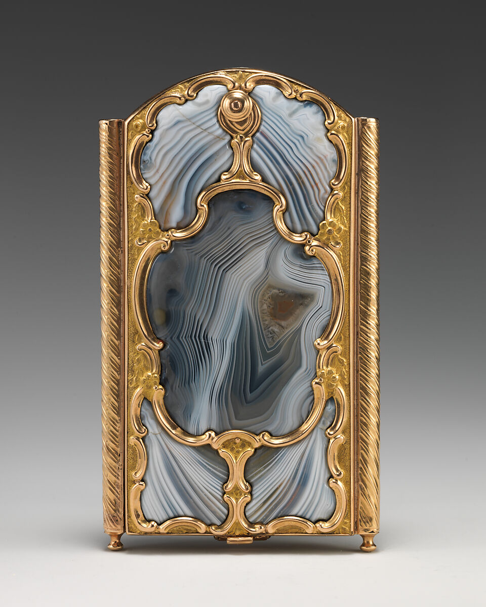 Étui porte-tablettes, Agate, gold, ivory, British 