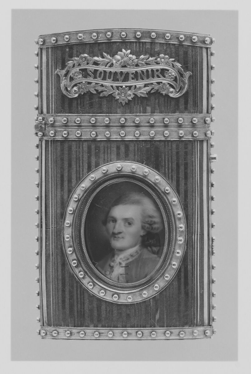 Souvenir with portrait of a man, Miniature by French Painter, Gold, composition; enamel; ivory, French, Paris 