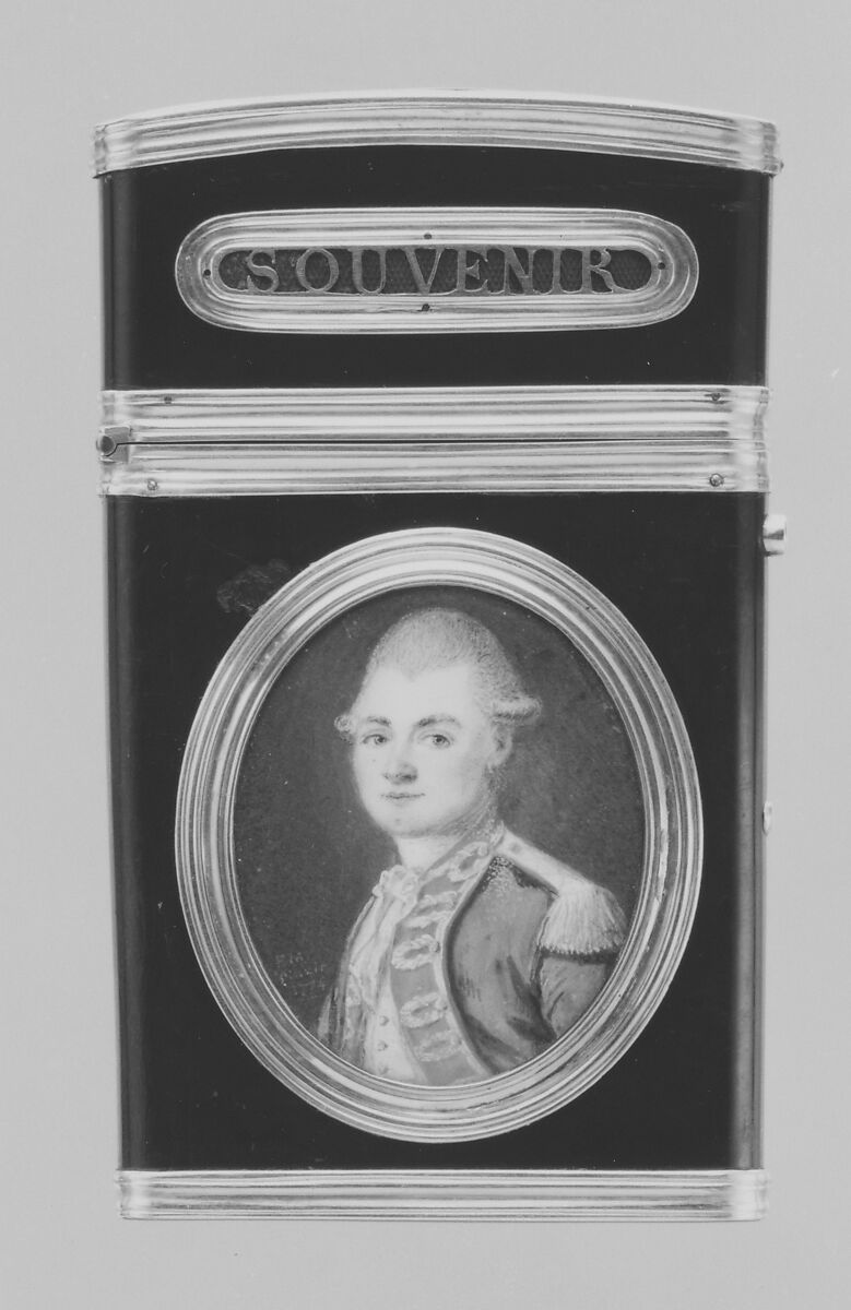 Souvenir with portrait of a man, said to be Lieutenant d'Alézac, Jean-Pierre Mendouze (master 1778, died 1793), Gold, tortoiseshell, French, Paris 