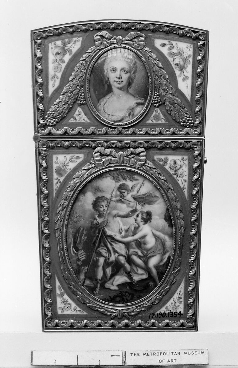 Souvenir with portrait of a woman, Gold, porcelain; ivory, French, Paris 