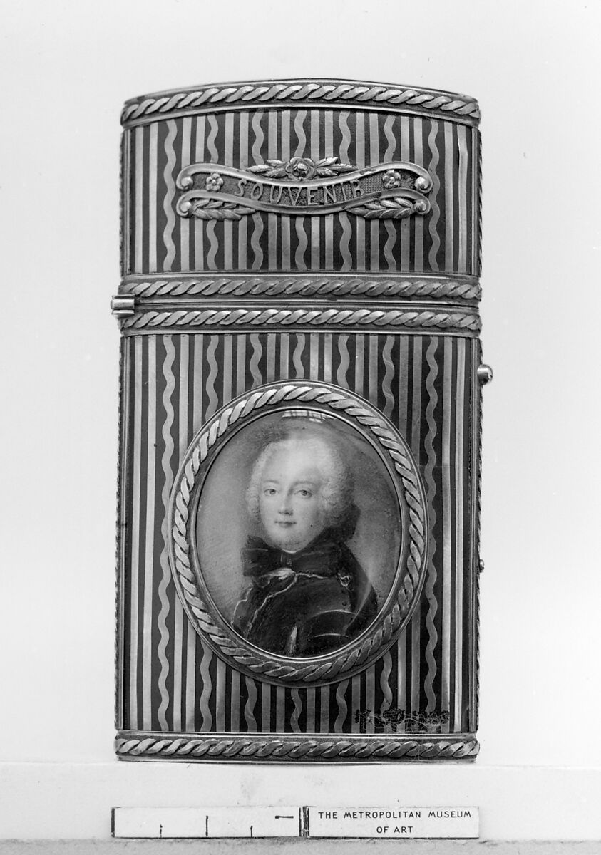 Souvenir with portrait of a man, Gold, composition, silk; ivory, French, Paris 