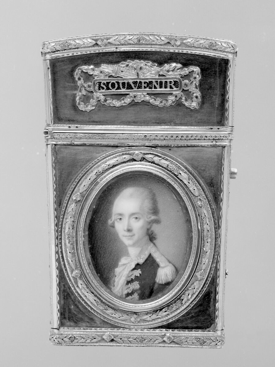 Souvenir with portrait of a man, Probably by Pierre-André Barbier (master 1764, died 1776), Gold, ivory, French, Paris 