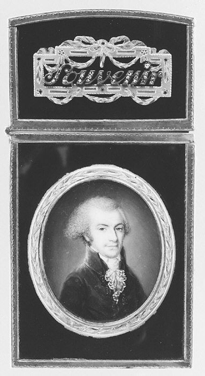 Souvenir with portrait of a man, Miniature by French Painter, Gold, tortoiseshell, diamonds; ivory, possibly French 