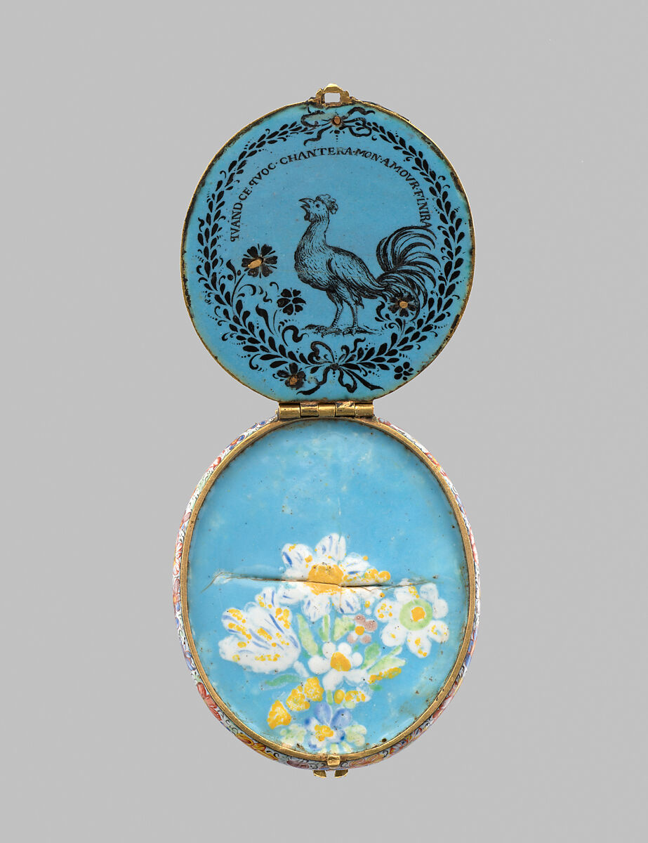 Pendant, Painted enamel on gold; pearl, German, possibly Strasbourg