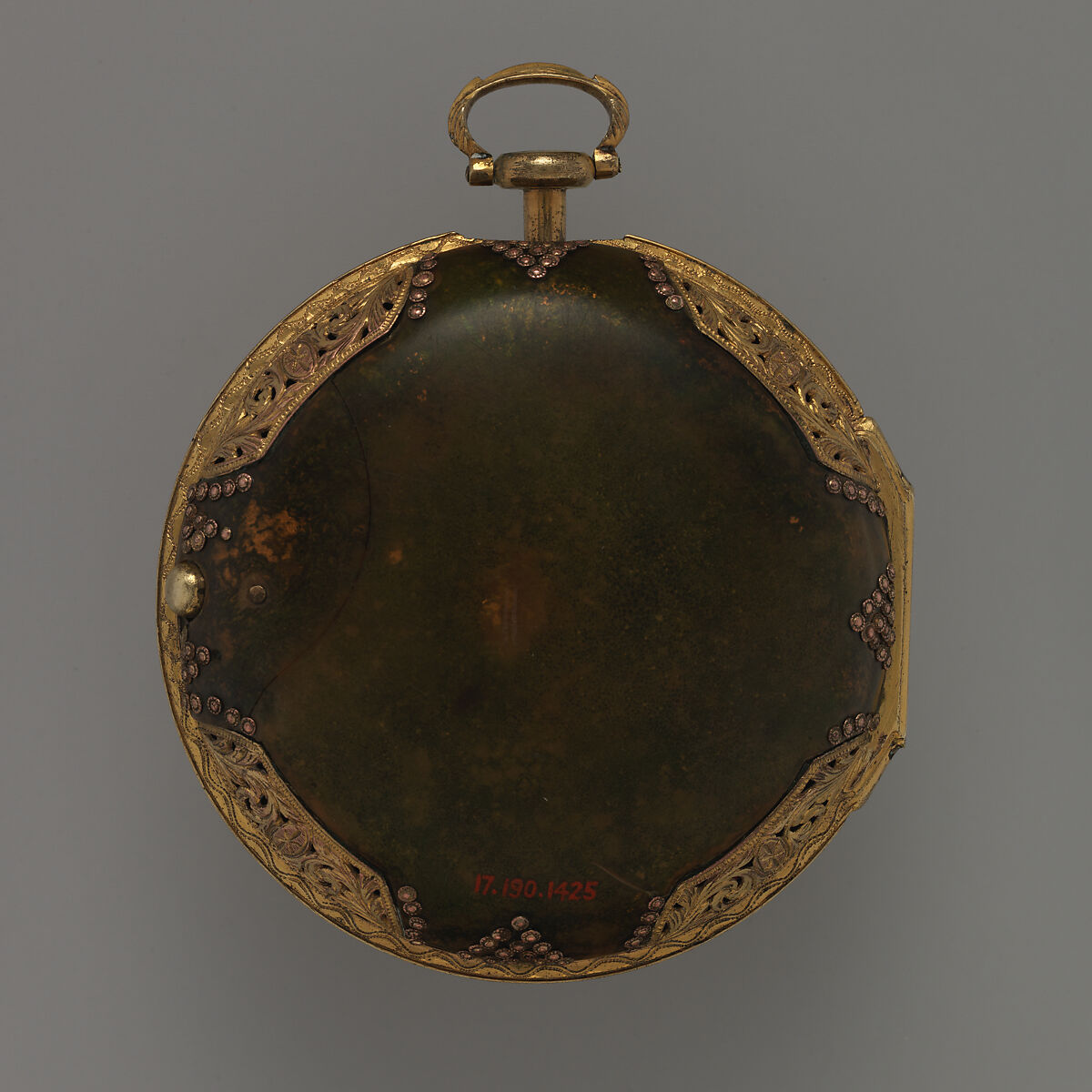 Clock-watch, Watchmaker: Firm of Markham, Marwick, Perigal, Gilt metal, horn, enamel, British, London