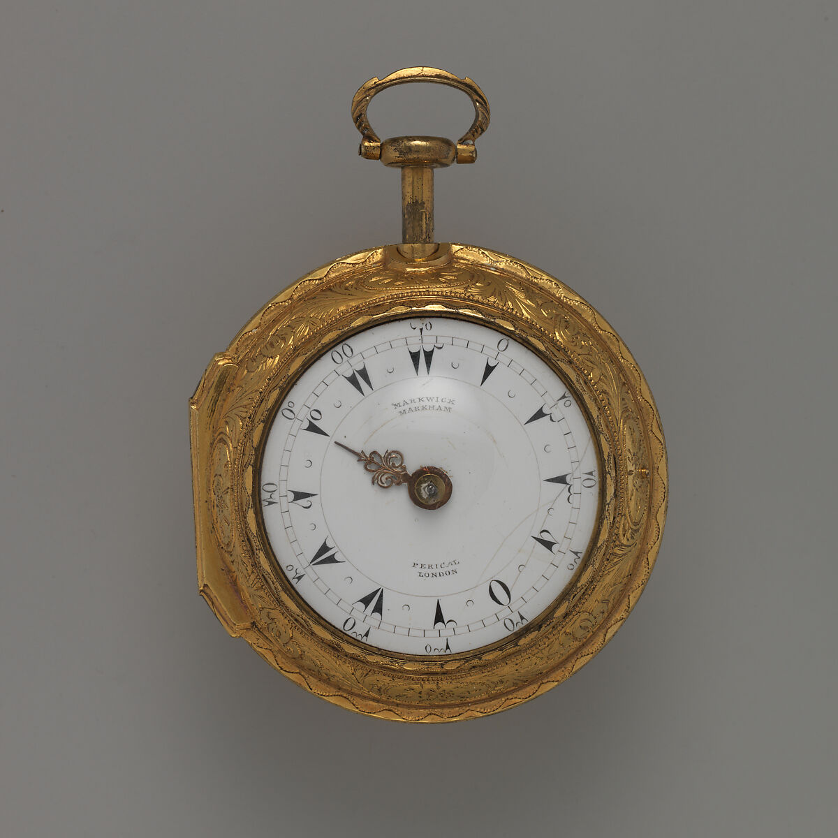 Clock-watch, Watchmaker: Firm of Markham, Marwick, Perigal, Gilt metal, horn, enamel, British, London
