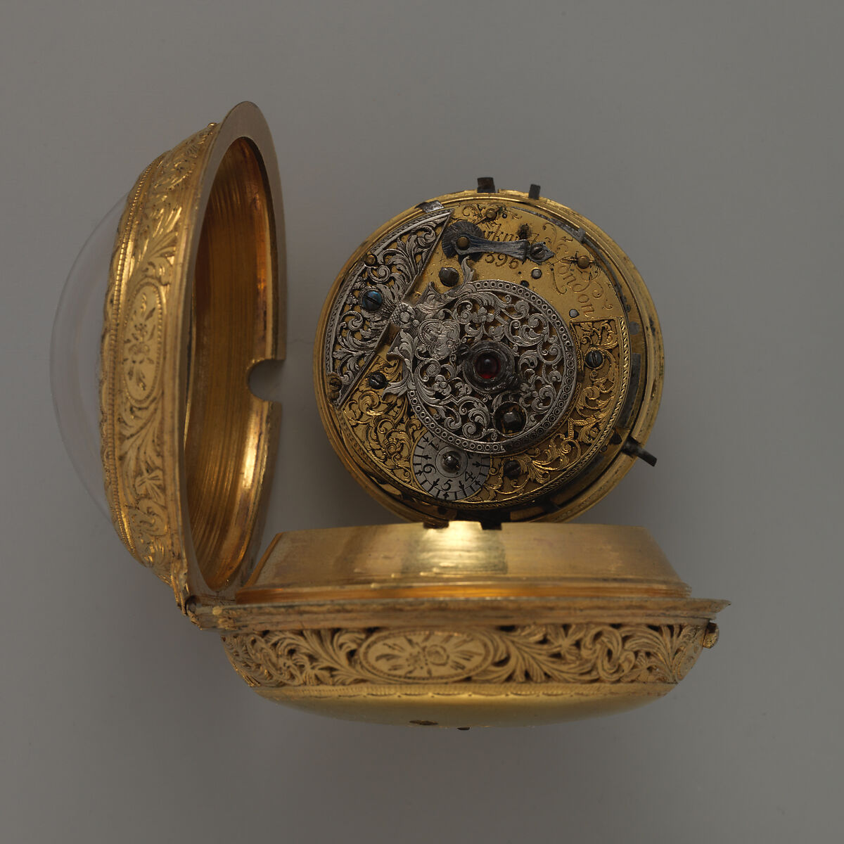 Clock-watch, Watchmaker: Firm of Markham, Marwick, Perigal, Gilt metal, horn, enamel, British, London