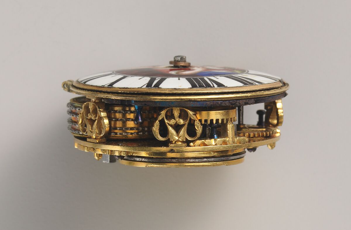 Watch, Watchmaker: Pieter Klock (Dutch, 1665–1754), Case: painted enamel on gold, Dutch, Amsterdam with Swiss, Geneva case