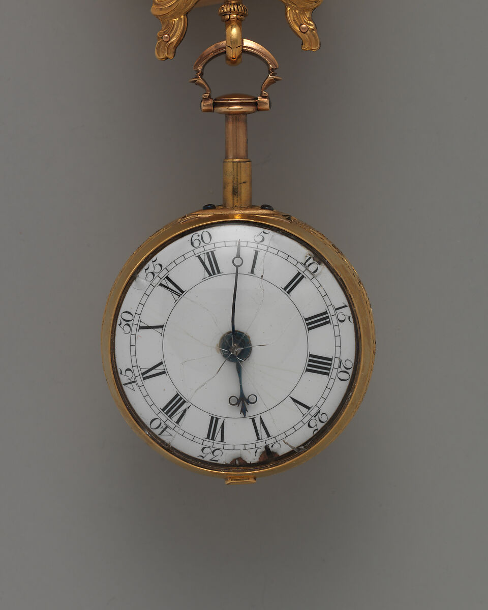 Watch and chatelaine, Probably by Francis Perigal (British, active 1741–67), Case: gold, enamel, diamonds; Dial: enamel, silver hands, set with diamonds; Movement: with diamond endstone, British, London, for Turkish market