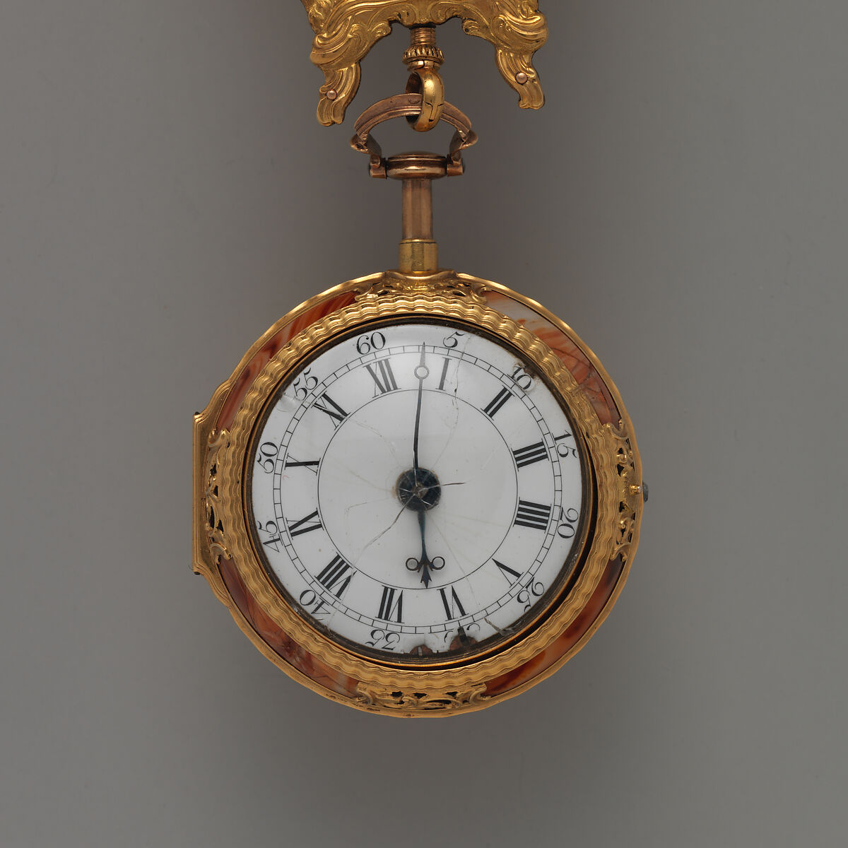 Watch and chatelaine, Probably by Francis Perigal (British, active 1741–67), Case: gold, enamel, diamonds; Dial: enamel, silver hands, set with diamonds; Movement: with diamond endstone, British, London, for Turkish market