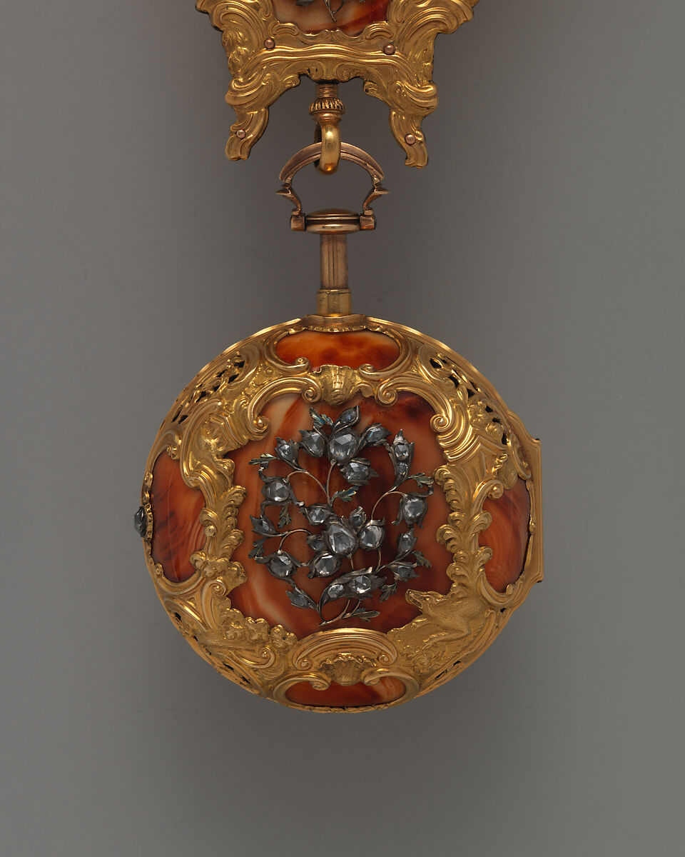 Watch and chatelaine, Probably by Francis Perigal (British, active 1741–67), Case: gold, enamel, diamonds; Dial: enamel, silver hands, set with diamonds; Movement: with diamond endstone, British, London, for Turkish market