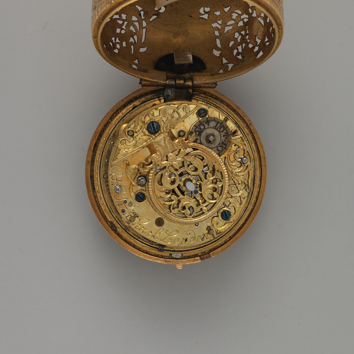 Repeating watch and case, Watchmaker: Christopher Heinrich Haehnel (active London, 1695–1754), Gold, enamel or vernis Martin, German, Fürton