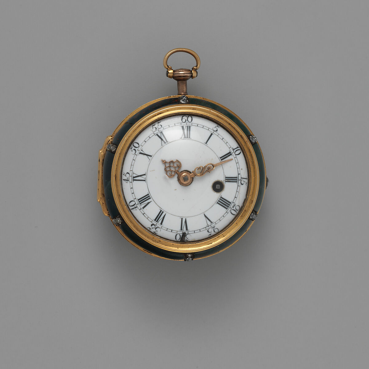 Watch, Watchmaker: George Dutens (active London, mid-18th century), Bloodstone, gold, diamonds, British, London 