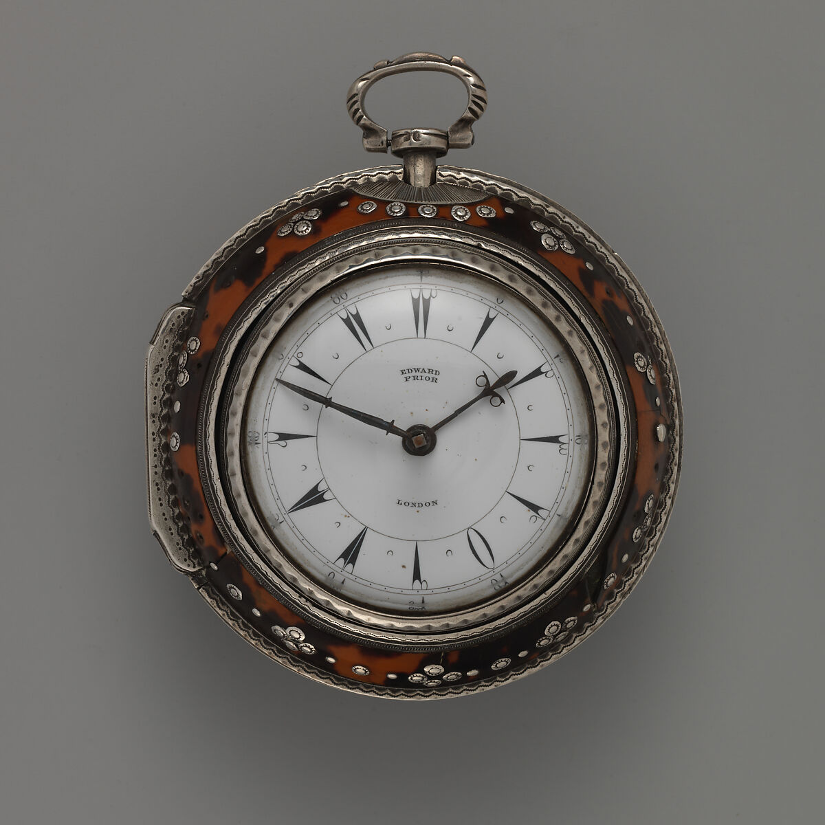 Watch, Watchmaker: Edward Prior (British, active 1800–68), Silver, tortoiseshell, enamel, British, London 