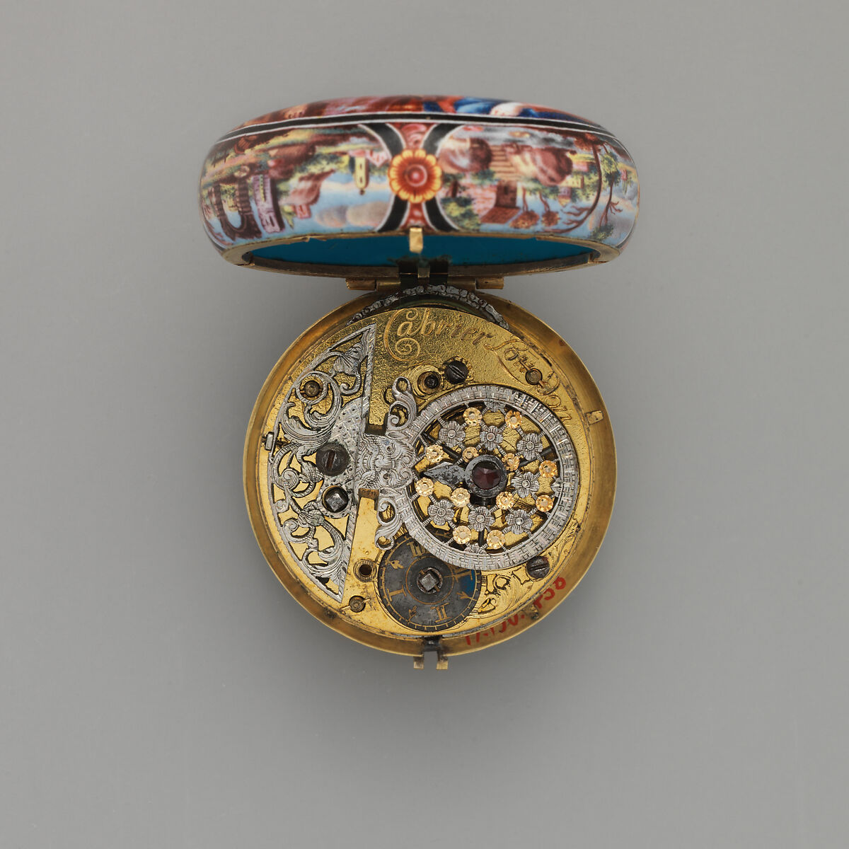 Watch, Watchmaker: Charles Cabrier II (British, act. 1719–d. 1776), Enamel, silver, British, London