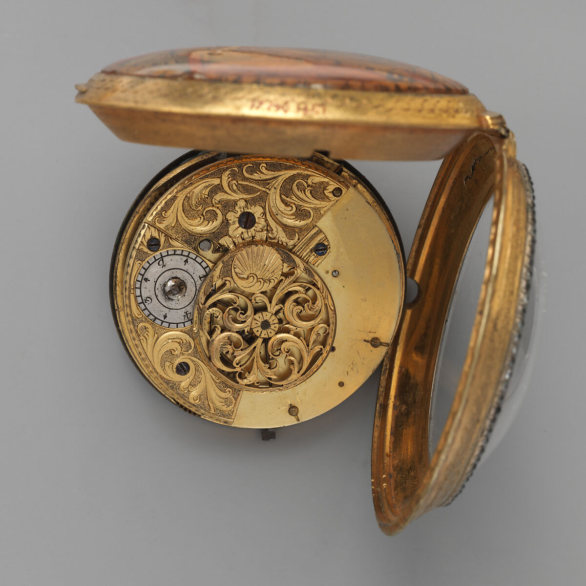 Watch, Watchmaker: Charles Cabrier II (British, act. 1719–d. 1776), Pinchbeck, paste jewels, British, London