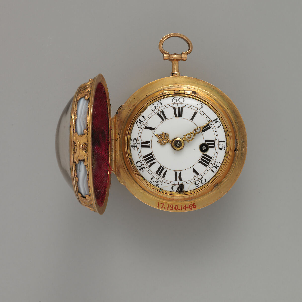 Watch, Watchmaker: Rice (?) Williamson (active London, ca. 1740), Gold, agate, enamel, British, London