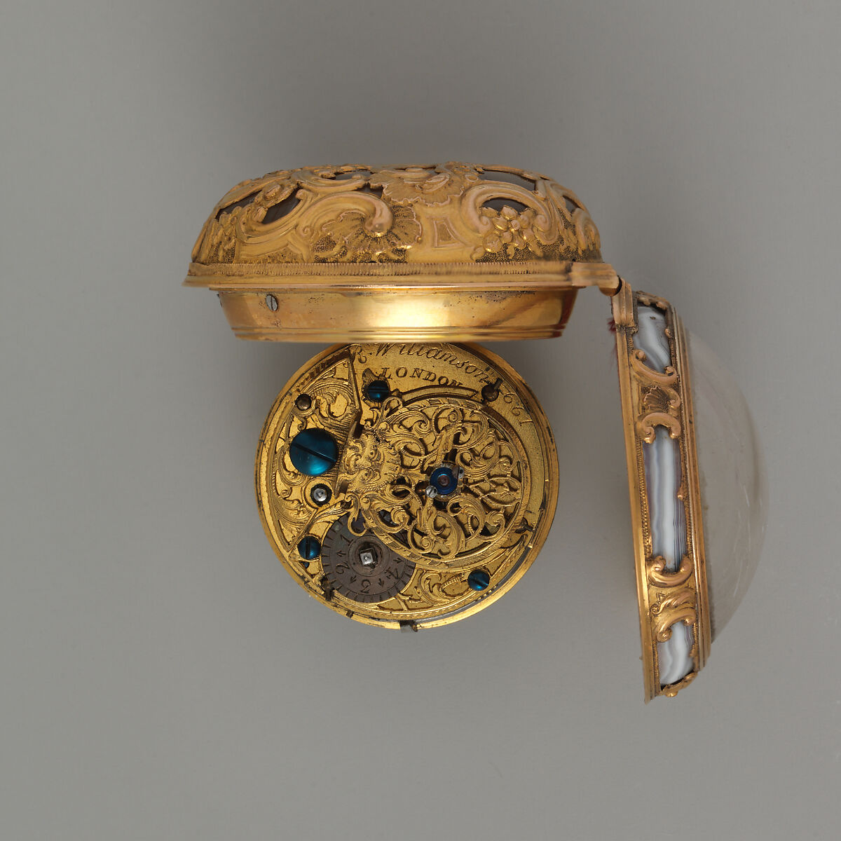 Watch, Watchmaker: Rice (?) Williamson (active London, ca. 1740), Gold, agate, enamel, British, London