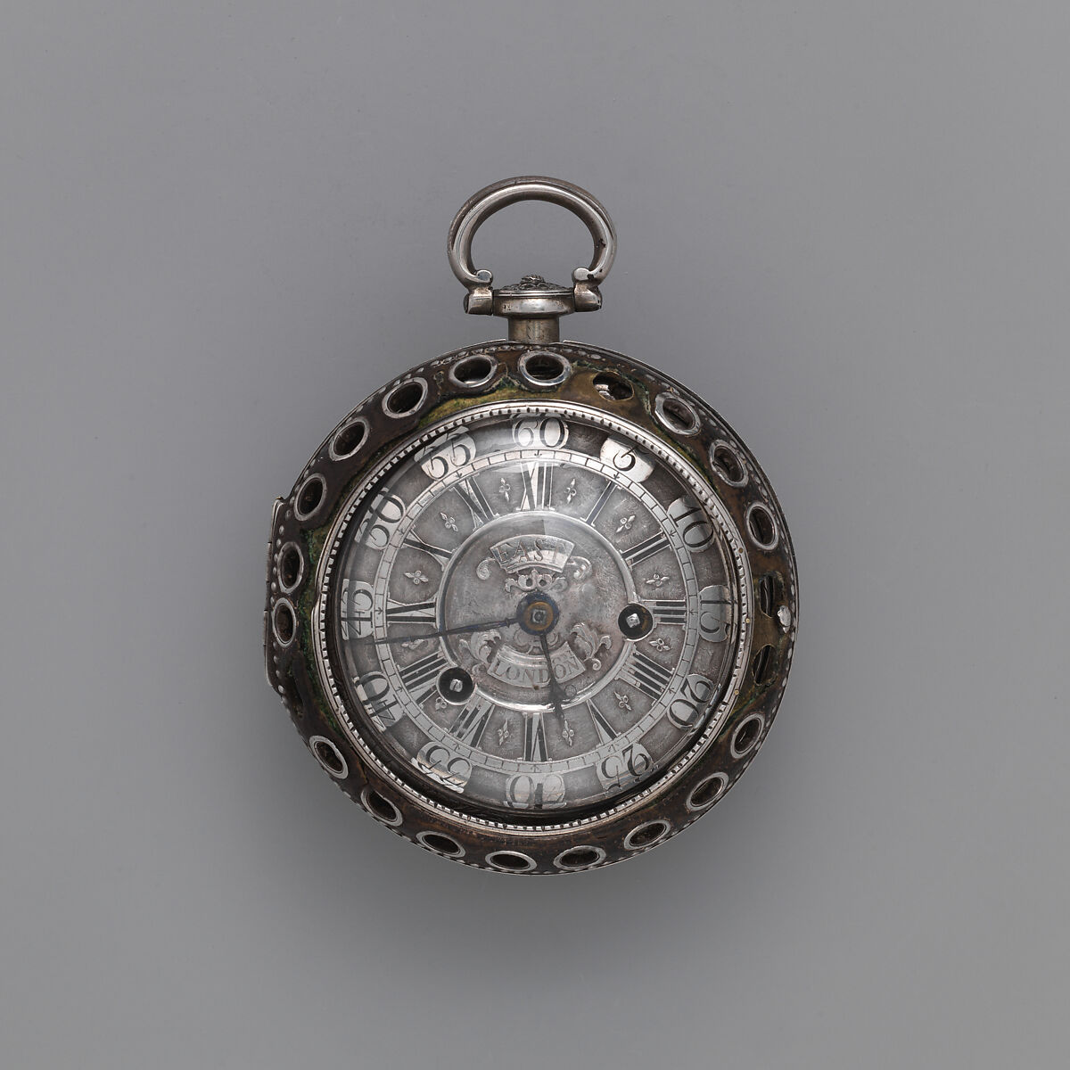Clock-watch, Watchmaker: Edward East (British, 1602–1697), Silver; leather outer case, British, London 