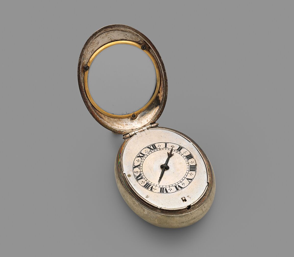 Watch, Watchmaker: Edward East (British, 1602–1697), Outer and inner cases: silver, with a plain silver dial; movement: gilded brass, silver, and steel, partly blued, British, London 