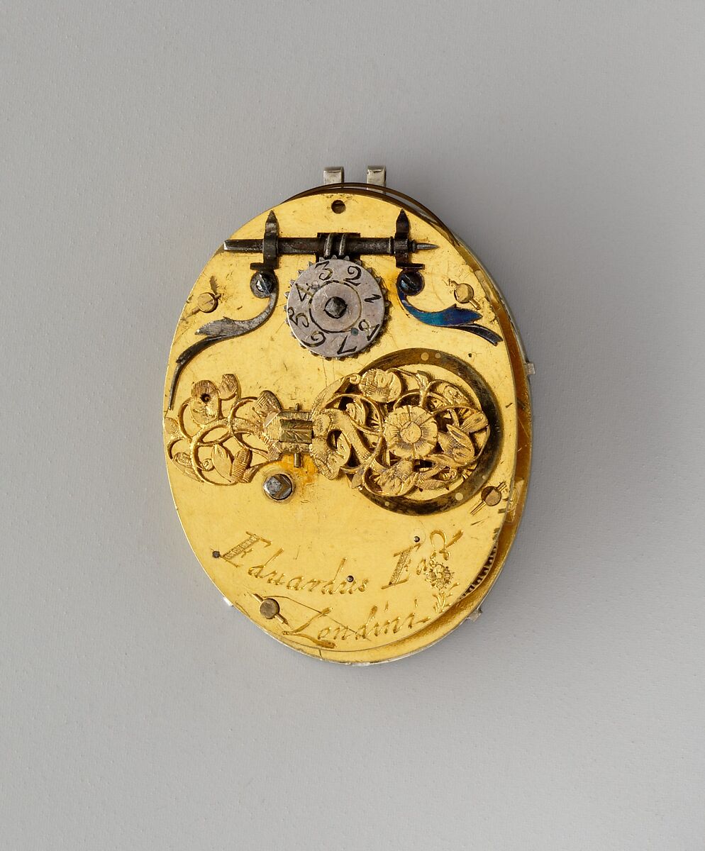 Watch, Watchmaker: Edward East (British, 1602–1697), Outer and inner cases: silver, with a plain silver dial; movement: gilded brass, silver, and steel, partly blued, British, London