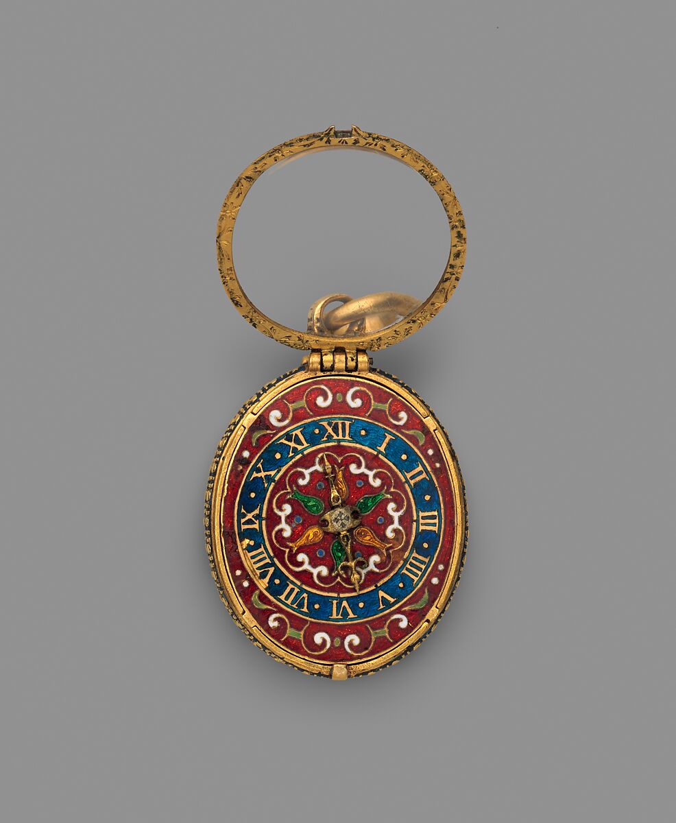 Watch in the form of a Lesser George, Movement by Nicholas Vallin (Flemish, active ca. 1590–died 1603), Case and dial: gold, partly enameled; movement: gilded brass and steel, British, London