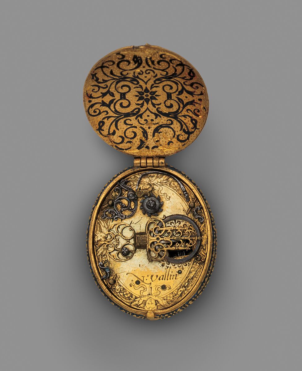 Watch in the form of a Lesser George, Movement by Nicholas Vallin (Flemish, active ca. 1590–died 1603), Case and dial: gold, partly enameled; movement: gilded brass and steel, British, London