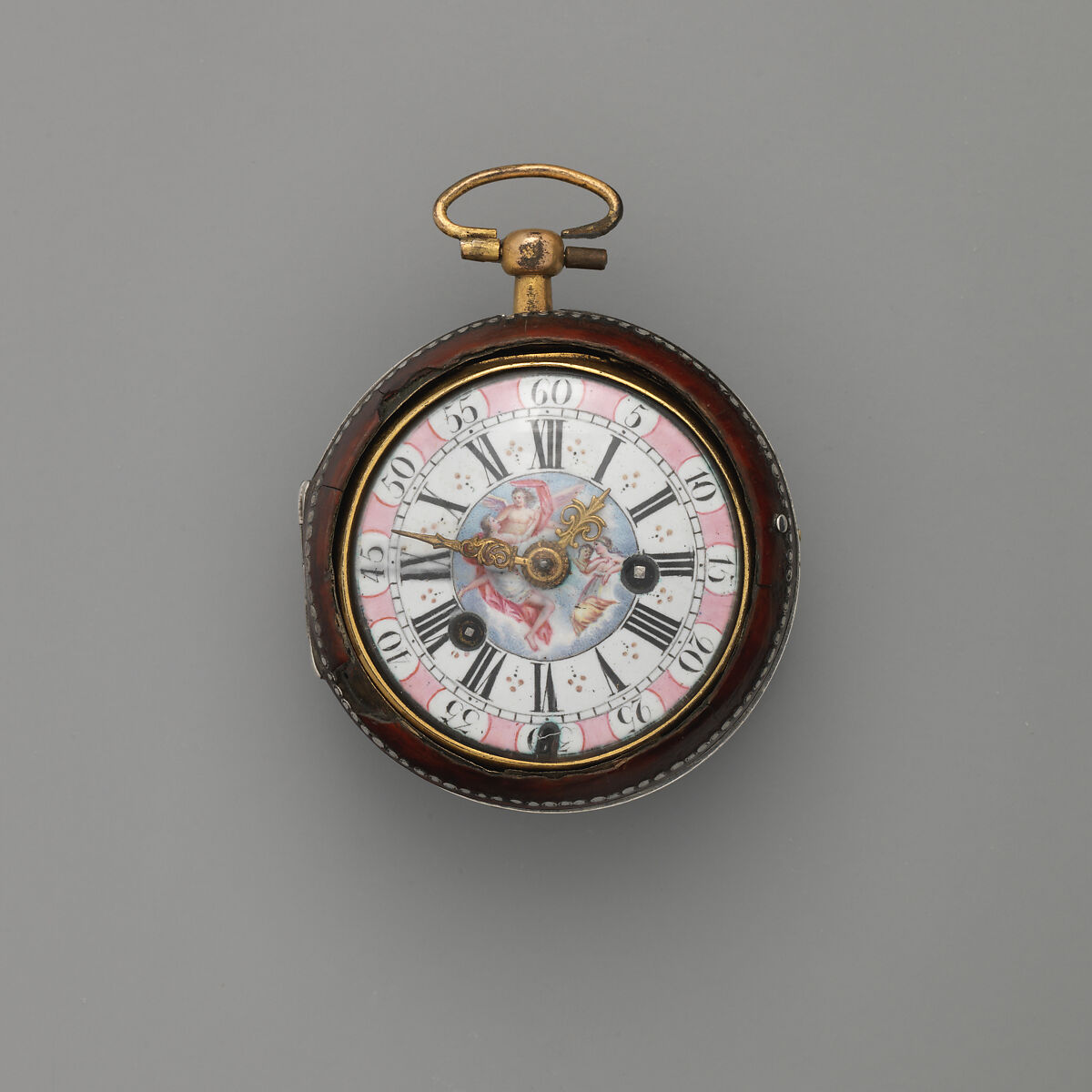 Repeater watch and case, Watchmaker: Thomas Tompion (British, 1639–1713), Gilt metal, enamel; tortoiseshell, silver, British, London 