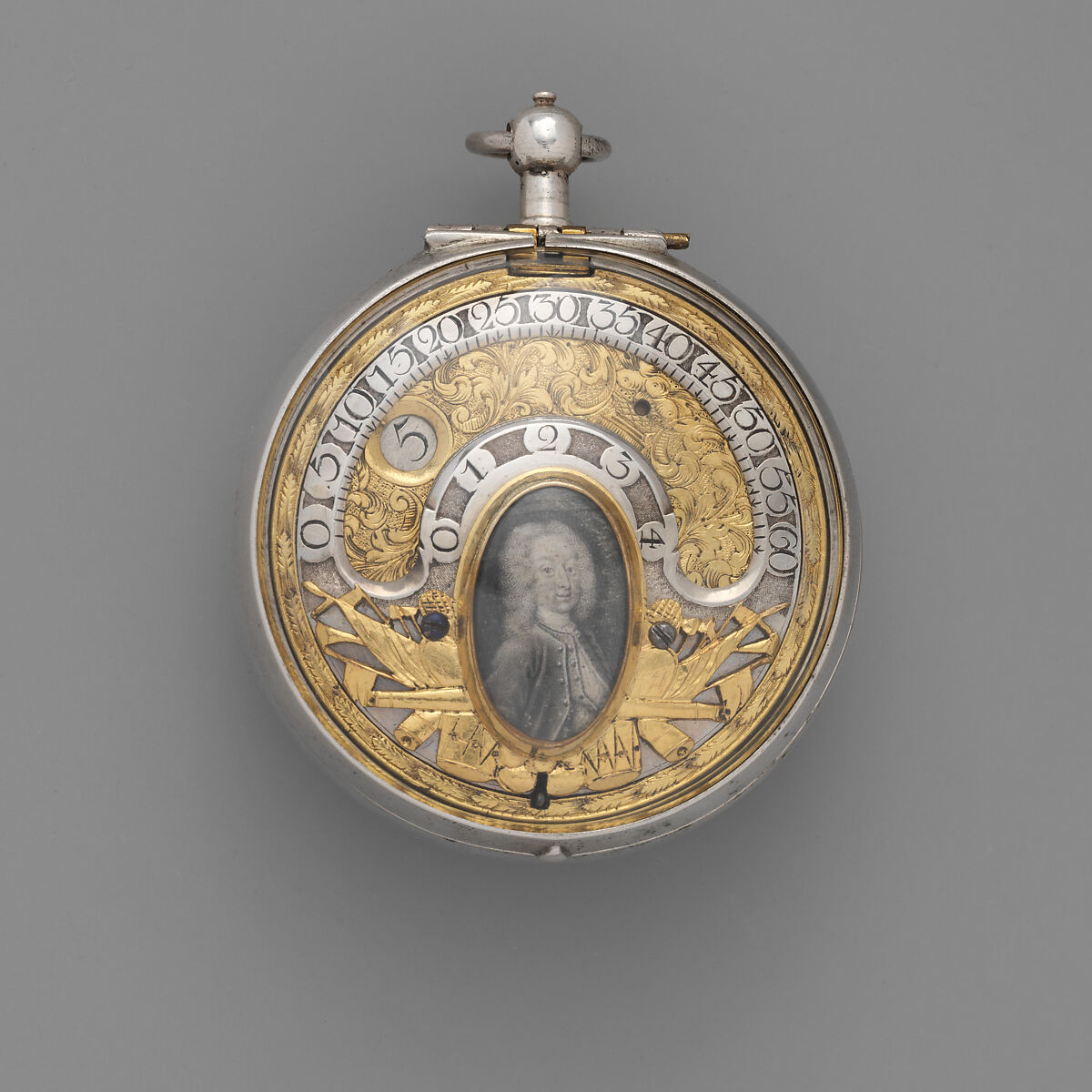 Watch with wandering hour dial, Dubious Watchmaker: Thomas Tompion (British, 1639–1713), Silver, gilt metal, British, London