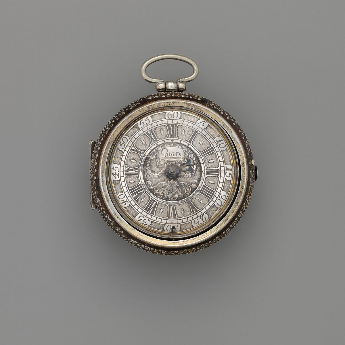 Watch, Watchmaker: Daniel Quare (British, 1647/49–1724), Silver, leather, gold and silver studs, British, London 