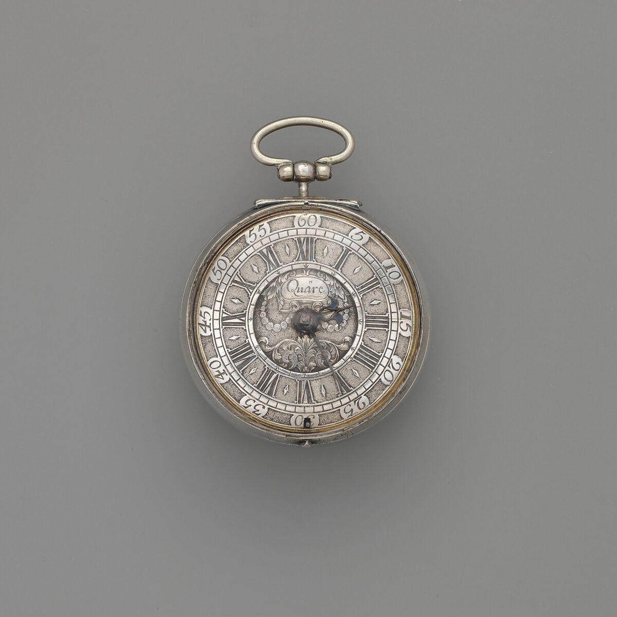 Pair-case watch, Watchmaker: Daniel Quare (British, 1647/49–1724), Silver, leather, gold and silver studs, British, London
