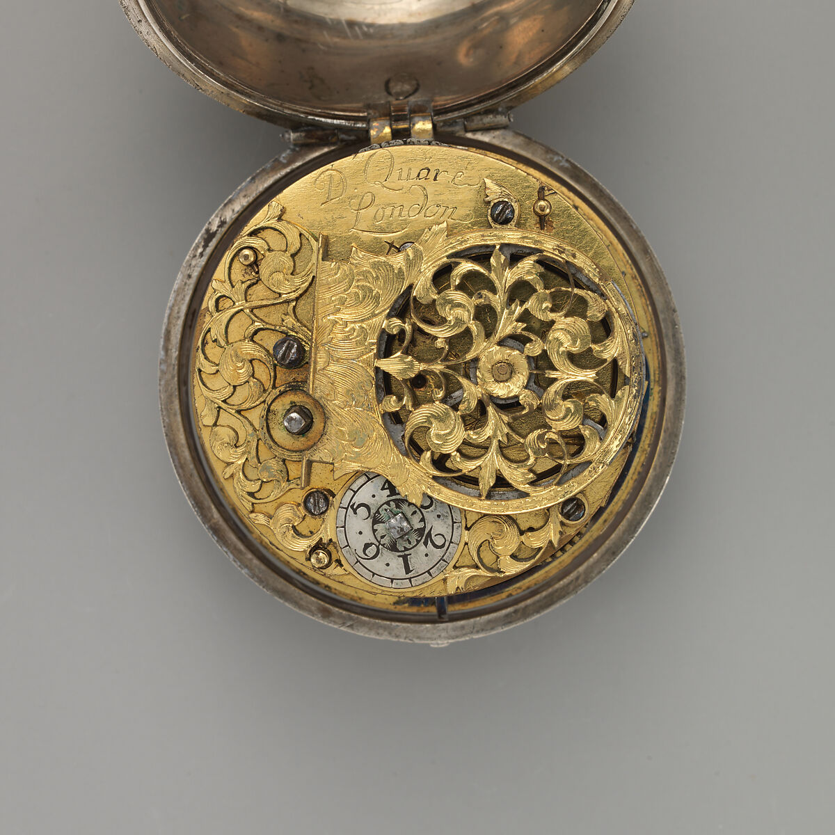 Pair-case watch, Watchmaker: Daniel Quare (British, 1647/49–1724), Silver, leather, gold and silver studs, British, London