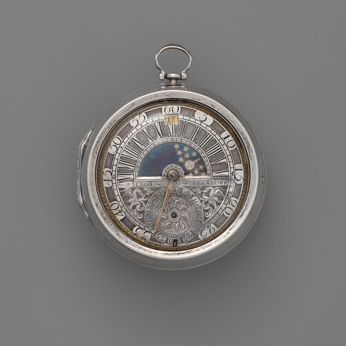 Watch, Watchmaker: Jacob Hasluck (ca. 1695, recorded 1704, died 1747), Outer and inner case: silver; Dial: silver, gilded brass, Dutch, Amsterdam 