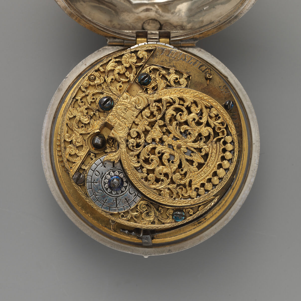 Pair-case watch, Watchmaker: Jacob Hasius (Dutch, 1659?–1747, recorded 1704), Outer and inner case: silver; Dial: silver, gilded brass, Dutch, Amsterdam