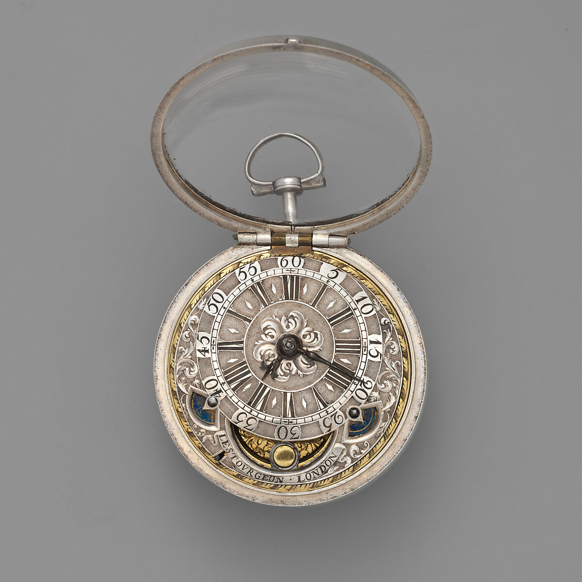 Watch, Watchmaker: David Lestourgeon (Clockmakers' Company 1698, died 1731), Outer and inner cases: silver; Dial: champlevé silver, British, London