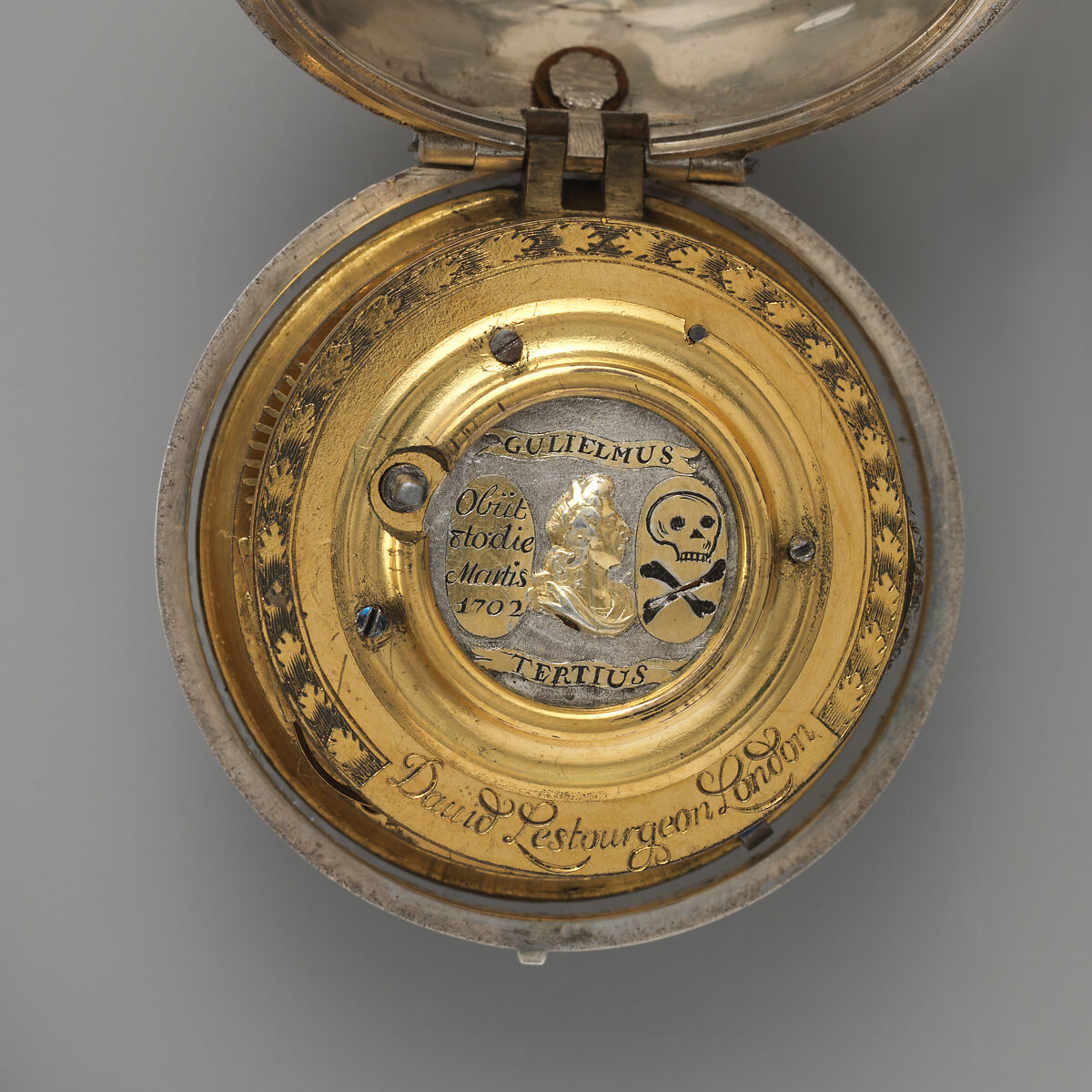 Watch, Watchmaker: David Lestourgeon (Clockmakers' Company 1698, died 1731), Outer and inner cases: silver; Dial: champlevé silver, British, London