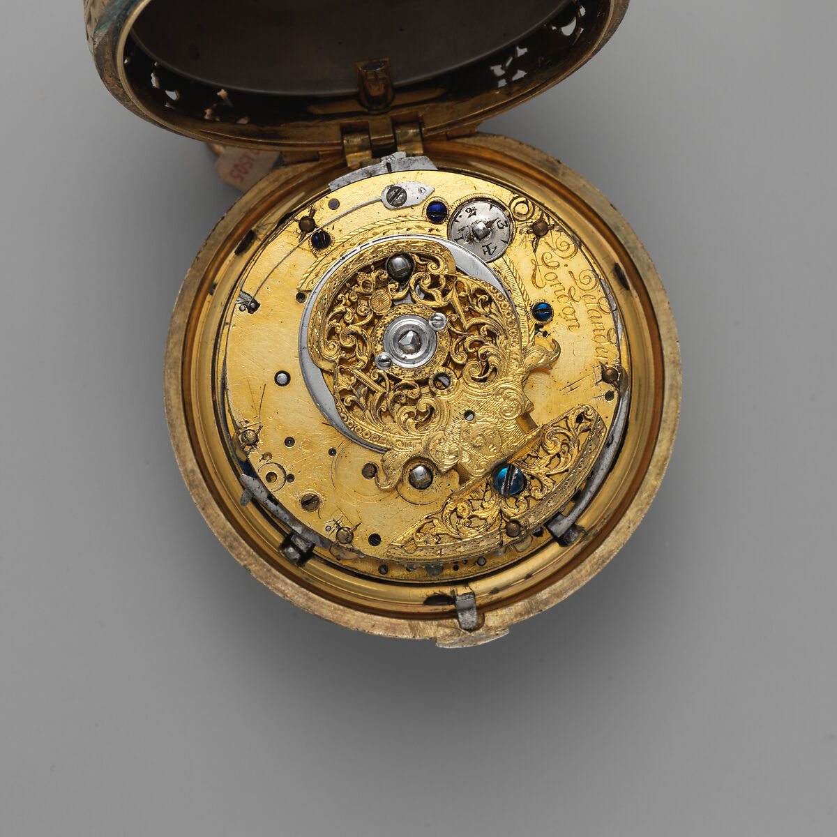 Clock-watch, Watchmaker: Daniel Delander (British, 1678–1733), Silver gilt, silver, British, London