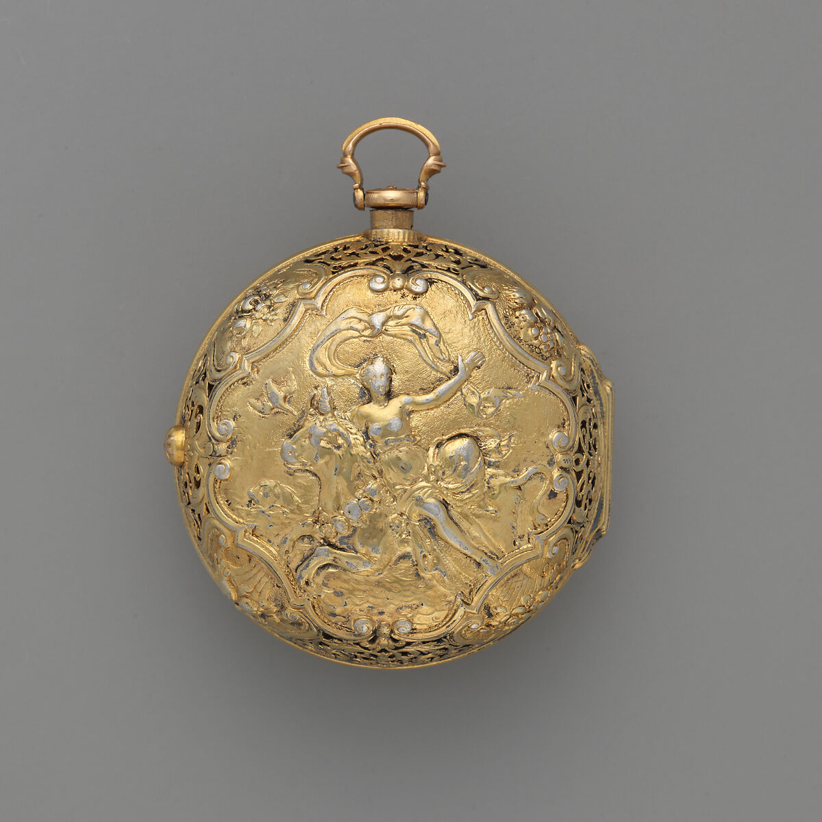 Clock-watch, Watchmaker: Joseph Martineau, Sr. (active London, 1744–1794), Silver gilt; enamel, British, London