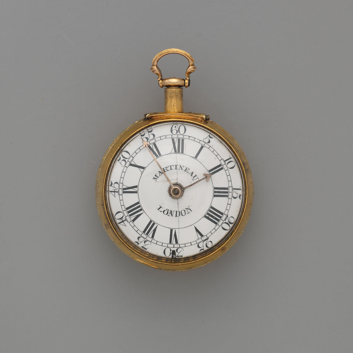 Clock-watch, Watchmaker: Joseph Martineau, Sr. (active London, 1744–1794), Silver gilt; enamel, British, London