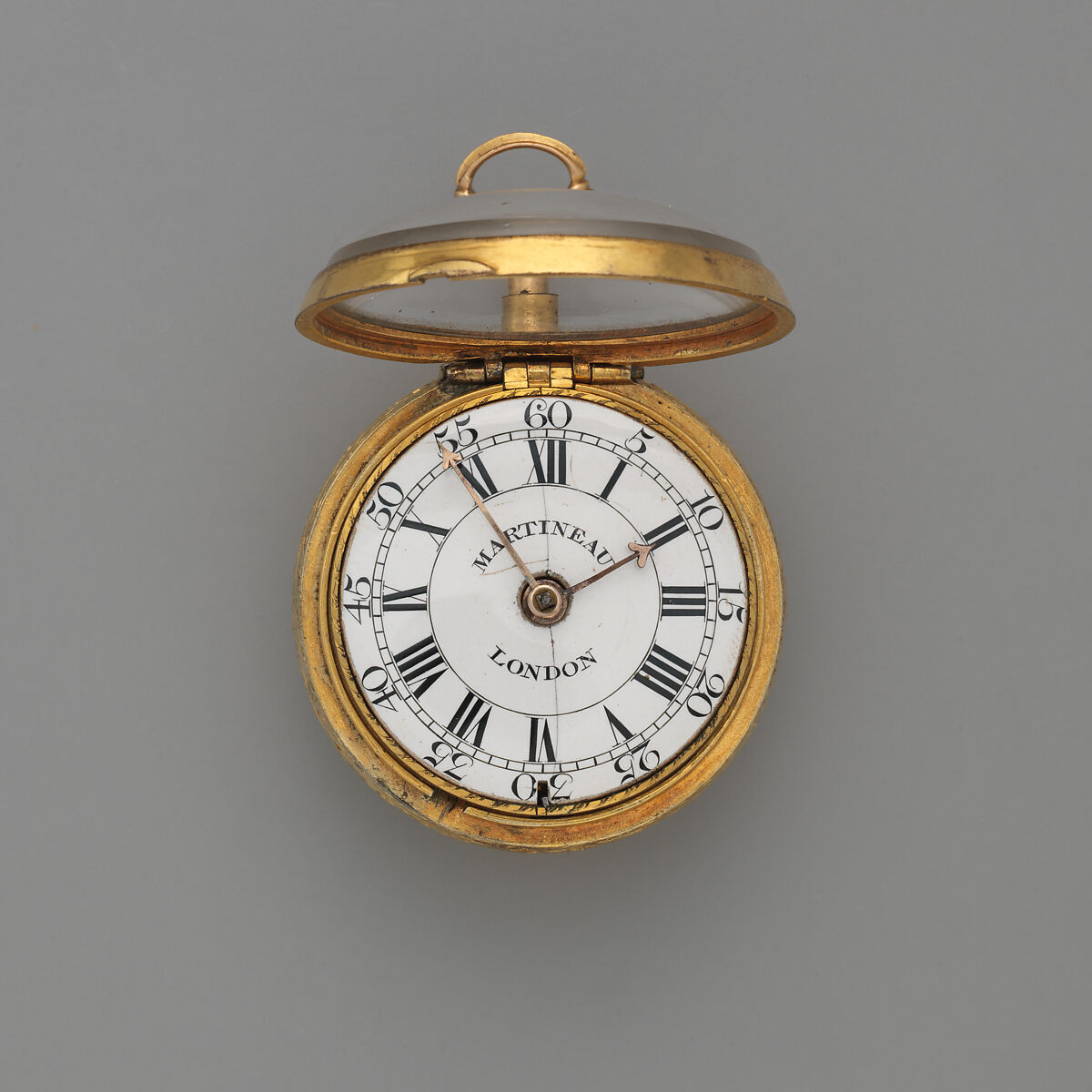 Clock-watch, Watchmaker: Joseph Martineau, Sr. (active London, 1744–1794), Silver gilt; enamel, British, London