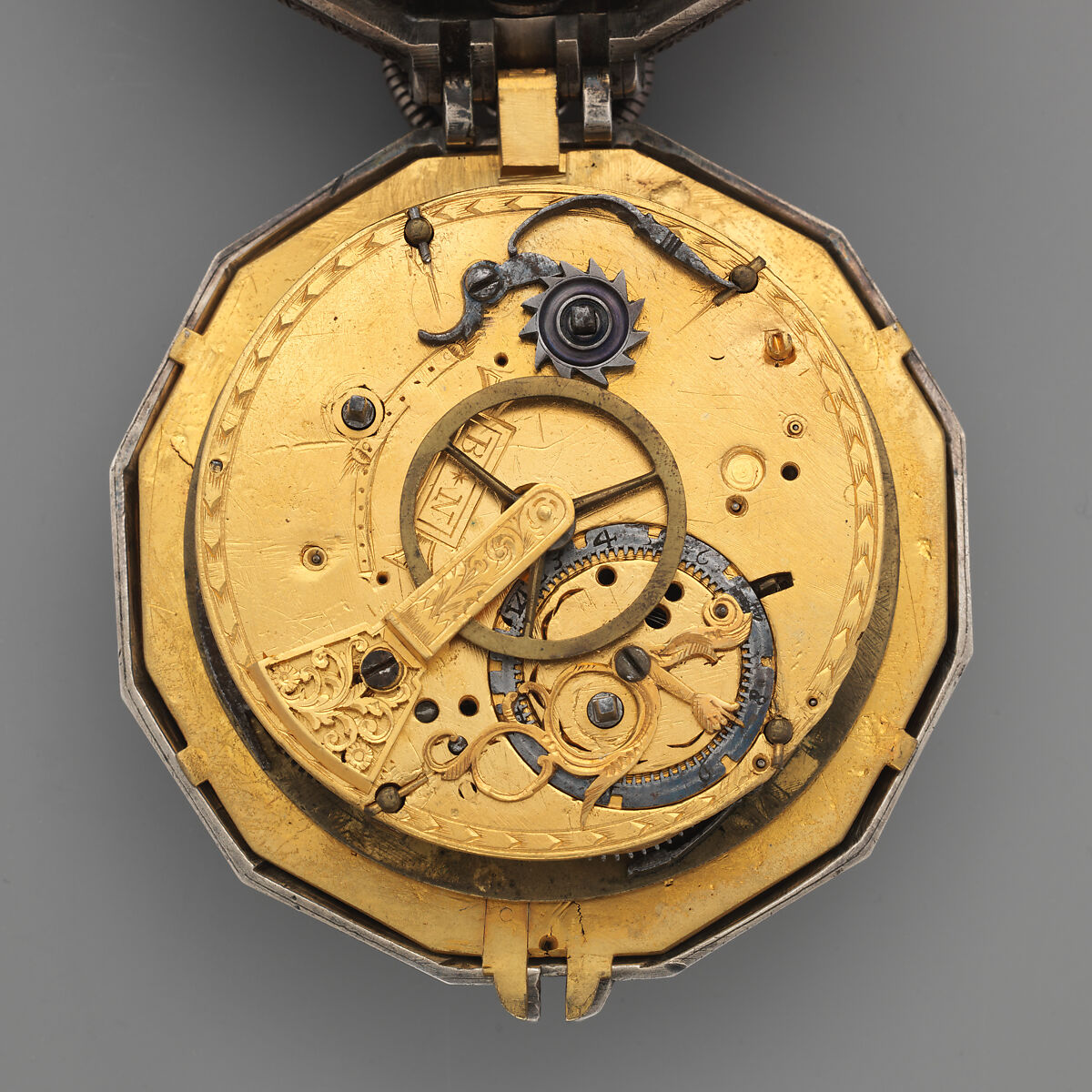 Repeater watch and key, Watchmaker: Bartholomew Newsam (British, recorded 1565, died 1587), Gilt metal, silver, British