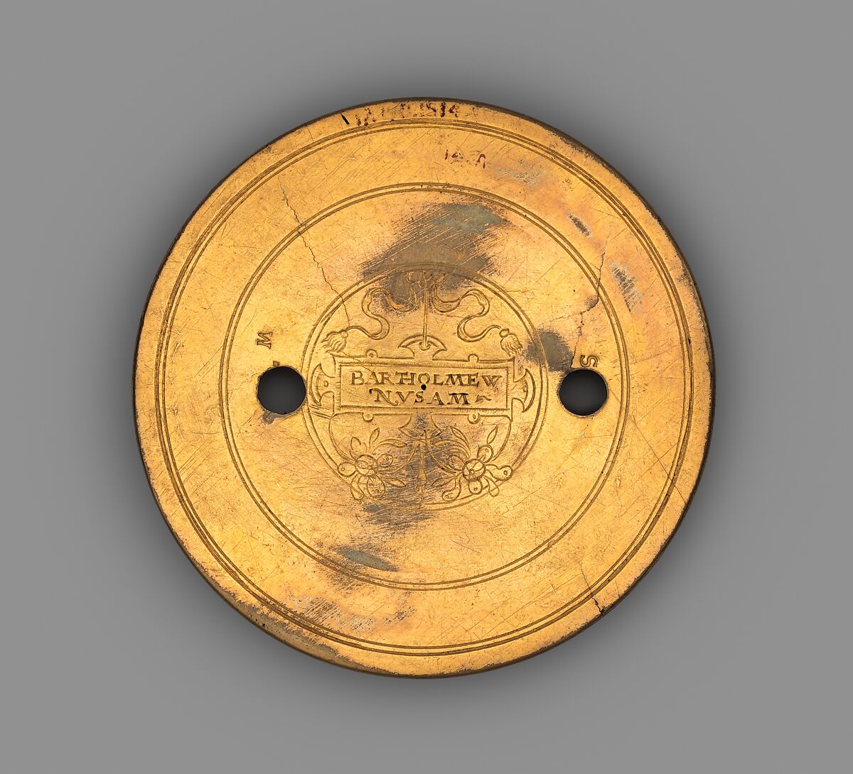 Table clock, Movement by Bartholomew Newsam (British, recorded 1565, died 1587), Case: engraved, chased, and gilded brass; dial: silver; movement: brass and steel, British, London