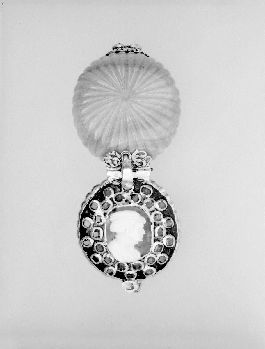 Watch, Watchmaker: Wilhelm Peffenhauser (German, Augsburg, born 1618, master 1647, died before 1683), Case: agate, onyx cameo, with cover of enameled gold set with gemstones (rubies); Dial: engraved gold and silver; Movement: gilded brass and steel, partly blued, German, Augsburg