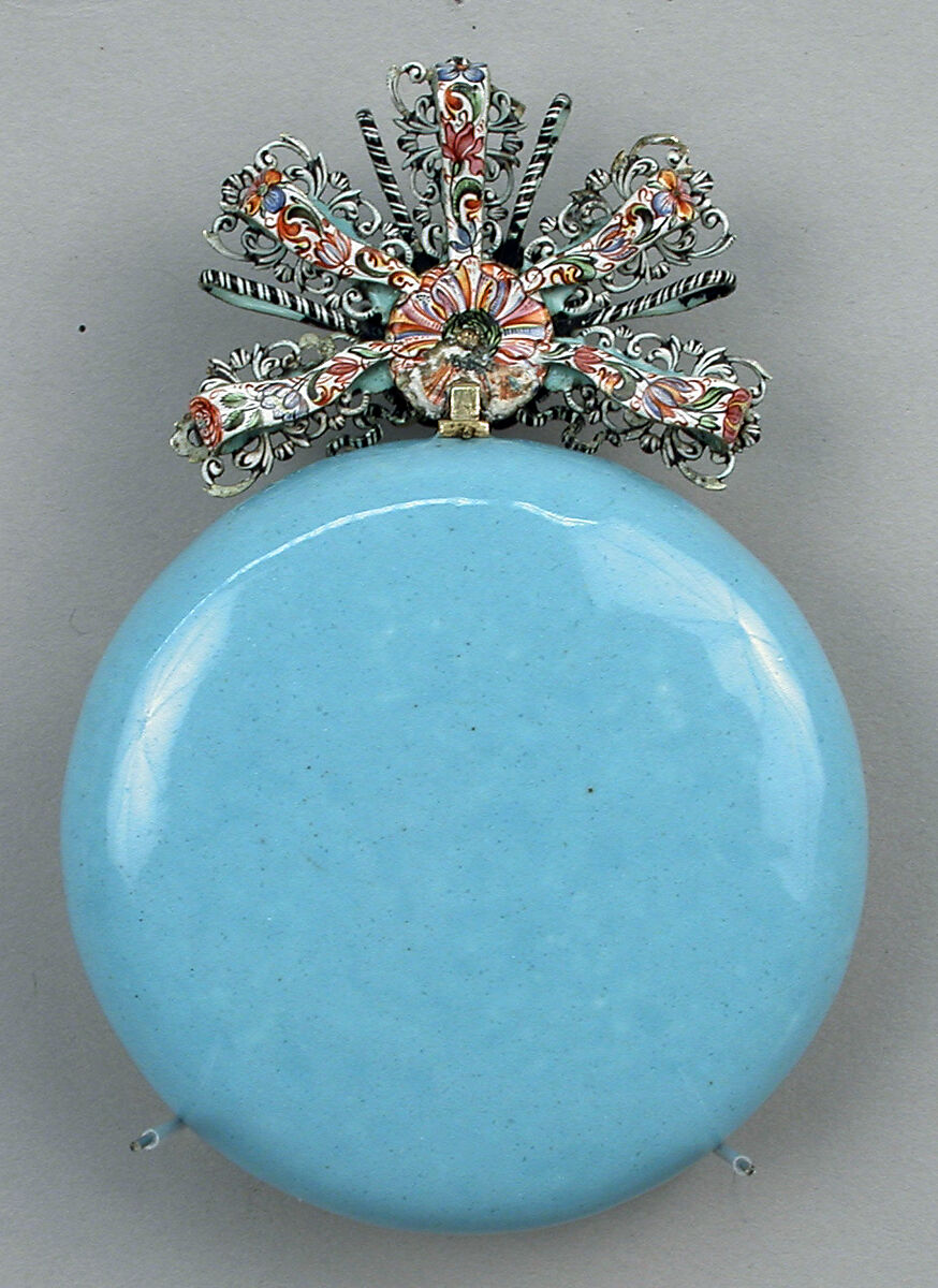 Watch, Watchmaker: Nicolaus Rugendas the Younger (German, 1619–1694/5)  , master 1662, Case and dial: painted and raised enamel on gold, set with gemstones (rubies), with a single hand; Movement: gilded brass and partly blued steel, German, Augsburg