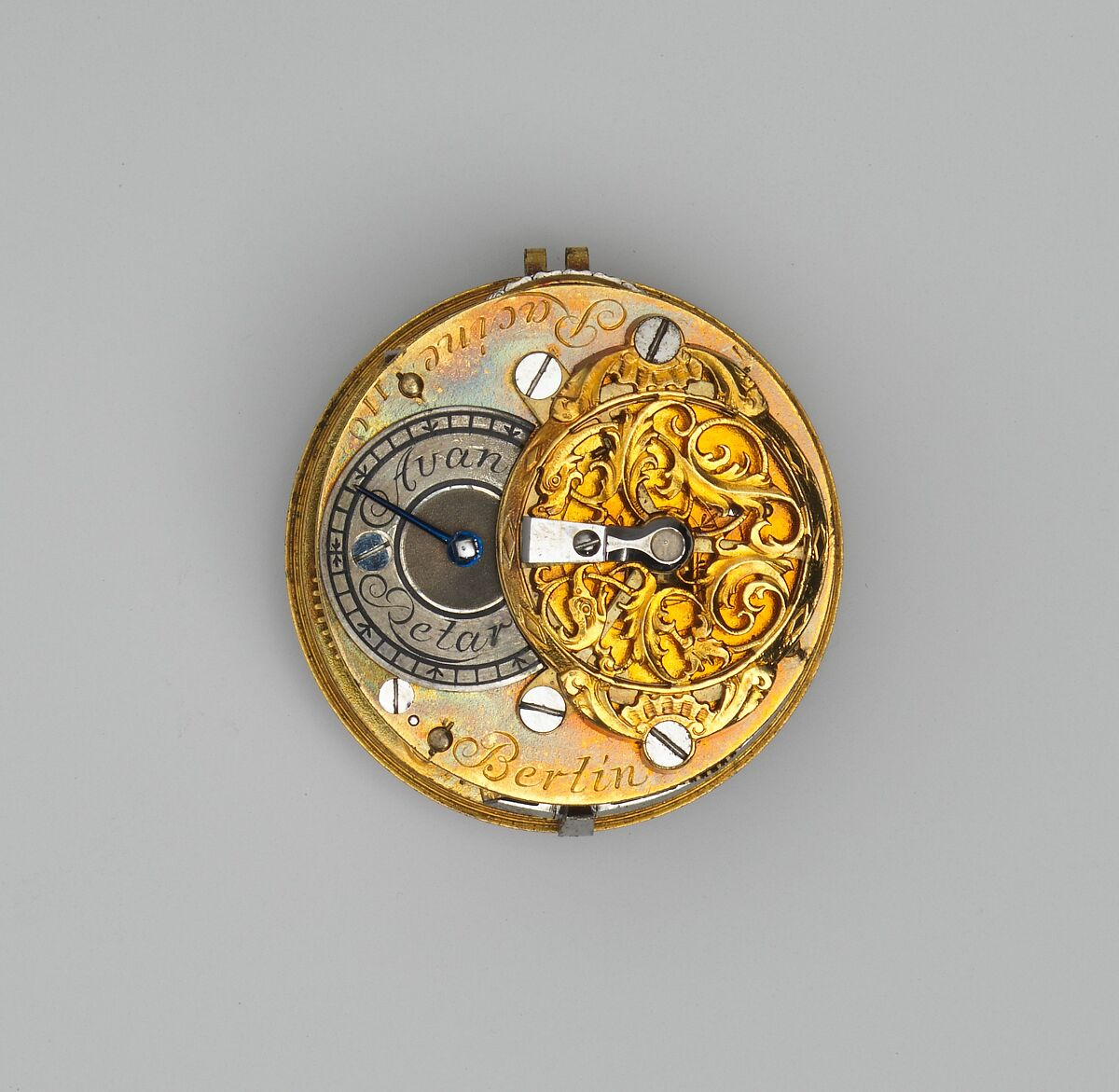 Watch with portrait of Friedrick Wilhelm, the Great Elector, Watchmaker: Johann G. Racine (Swiss, active Berlin, recorded 1748), Case: painted enamel on gold; Movement: brass and steel, Swiss, Geneva case with German, Berlin movement