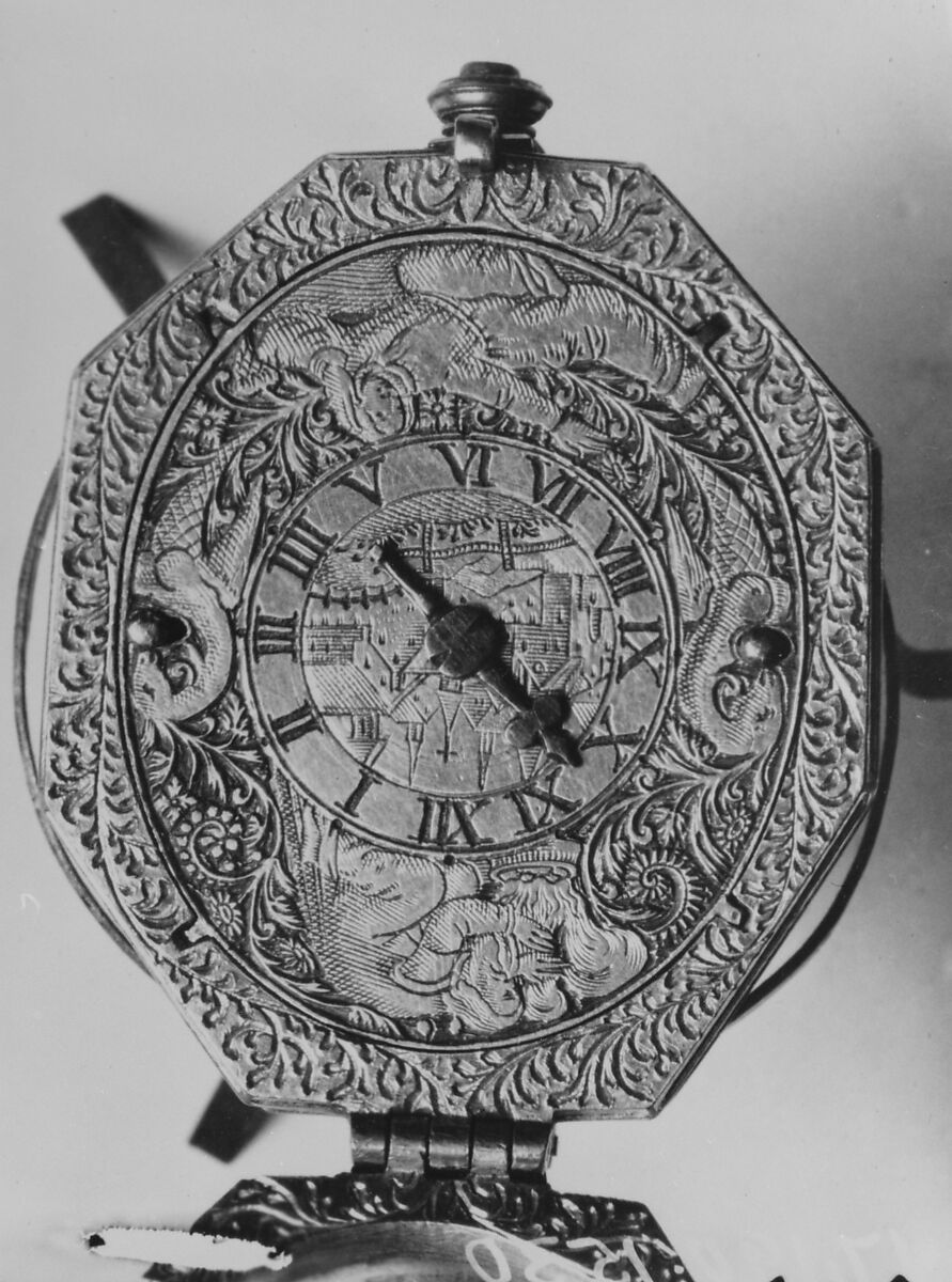Watch, Case: rock crystal, gilded and engraved brass; movement: gilded brass, iron, German
