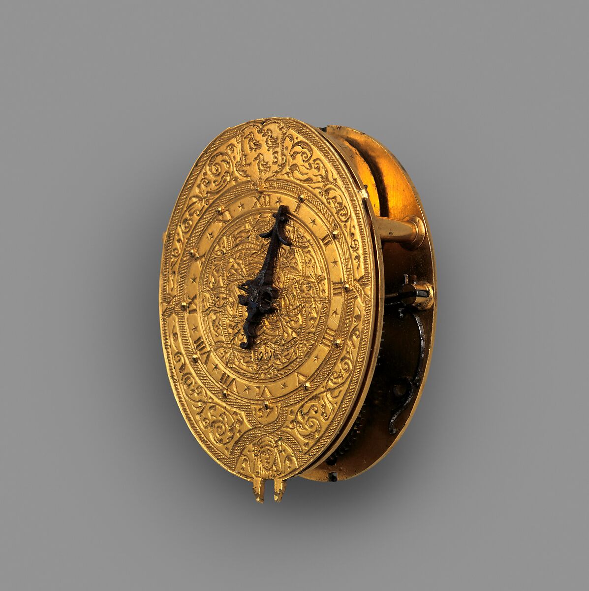 Watch, Watchmaker: W.A., Case and dial: gilded brass; Movement: gilded brass and polished steel, Flemish, Antwerp or possibly Ghent