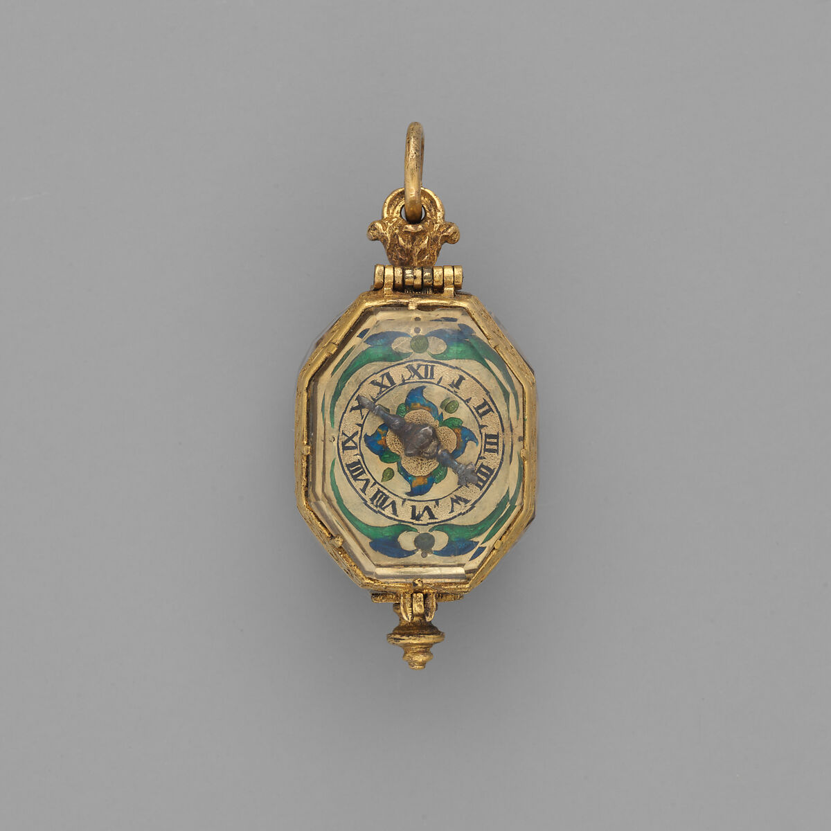 Watch, Smoke crystal, gilt metal, enamel, German 