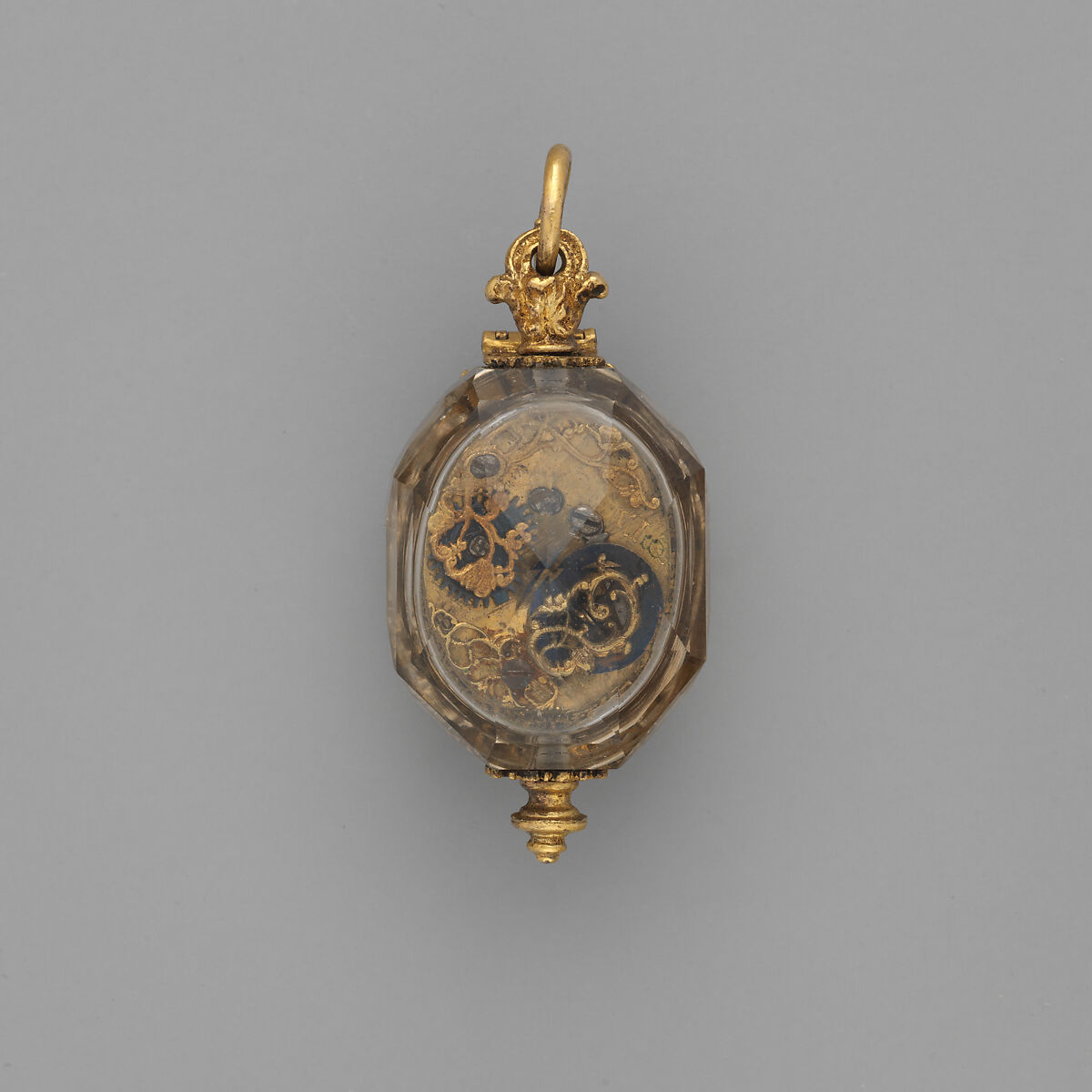 Watch, Smoke crystal, gilt metal, enamel, German